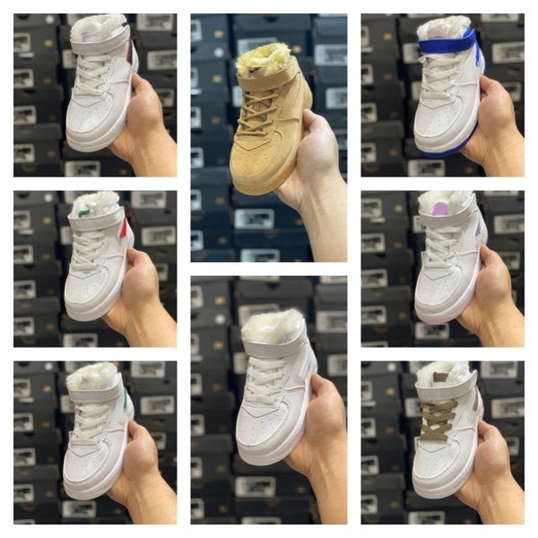 

af1s mid basketball shoes designer boys girls airforces 1 1s casual shoes white high sneakers trainer baby toddlers youth teenager platform