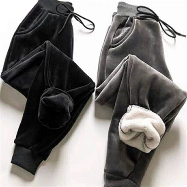 

women's pants capris winter lamb fur cashmere slim casual warm harem lined fleece autumn sweatpants 221109, Black;white