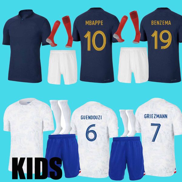 

kids kit french fra nce football kits soccer jersey sets 2022 benzema mbappe griezmann 2023 pogba giroud kante maillot de foot equipe maillo, Black;yellow