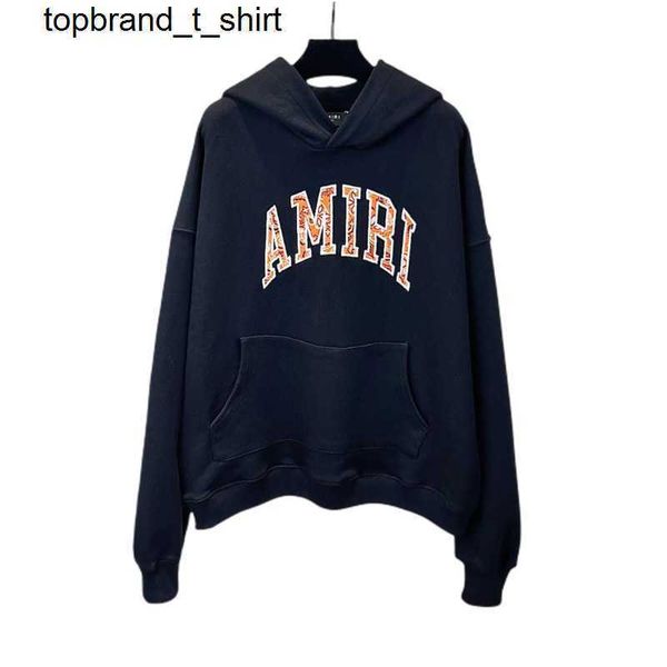 

men's hoodies designer sweatshirts winter new fashion amirs letter cashew flower embroidery men's women's pullover streetwear, Black