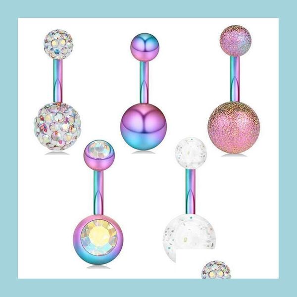 

navel bell button rings stainless belly button rings piercings ombligo navel pierce earring rainbow body jewelry pircing drop dhmxf, Silver