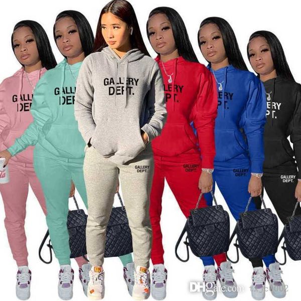 

plus size 3xl women cotton tracksuits sweatsuits deisgner autumn two pieces set letter printed hooded hoodie jogger suit, Gray