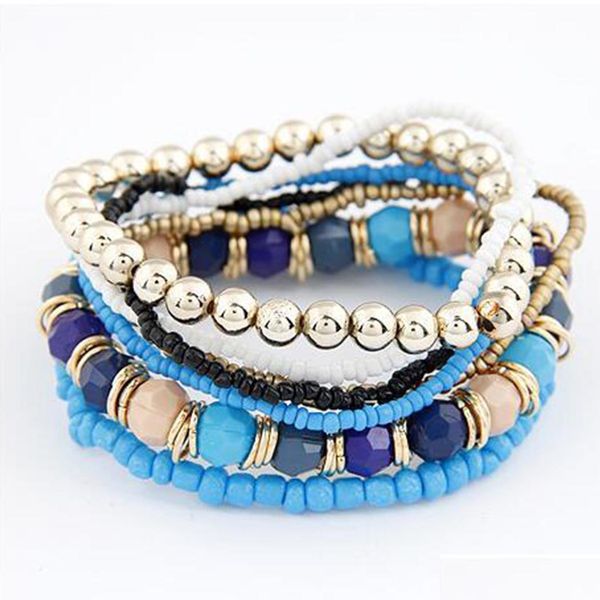 

charm bracelets new fashion women mtilayer beads stretch exquisite bracelet elegant bangle jewelry drop delivery bracelets dhiye, Golden;silver