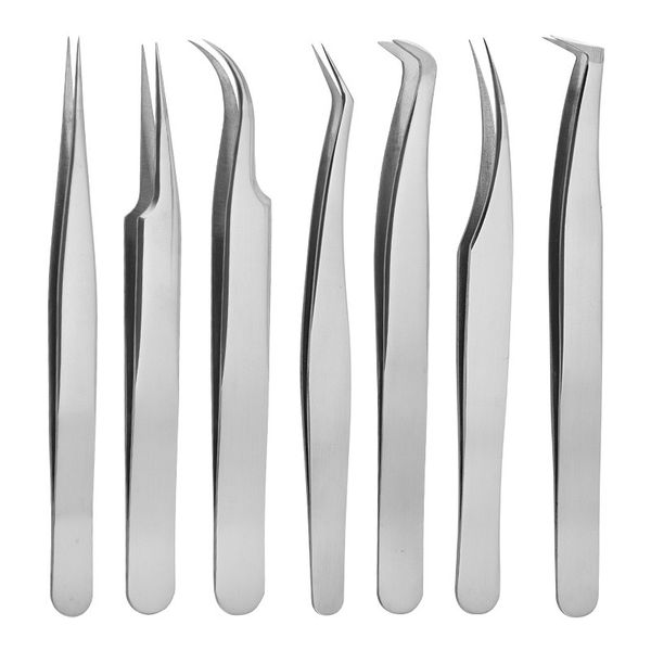 

6pcs eyelash curler kit stainless steel eye lash extension tweezers gold color lashes grafting clip makeup tools set