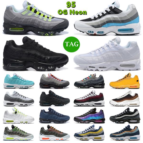 

2023 og neon running shoes men women triple black white light blue solar red smoke grey midnight navy mens trainers outdoor sneakers