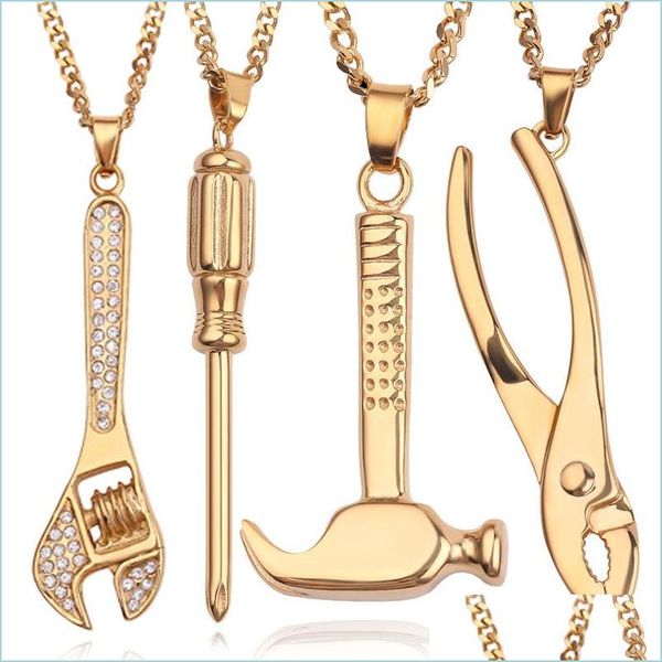 

pendant necklaces wrench shaver taro screwdriver vise pendants necklaces for women hip hop necklace statement punk drop delivery jewe dhxlb, Silver
