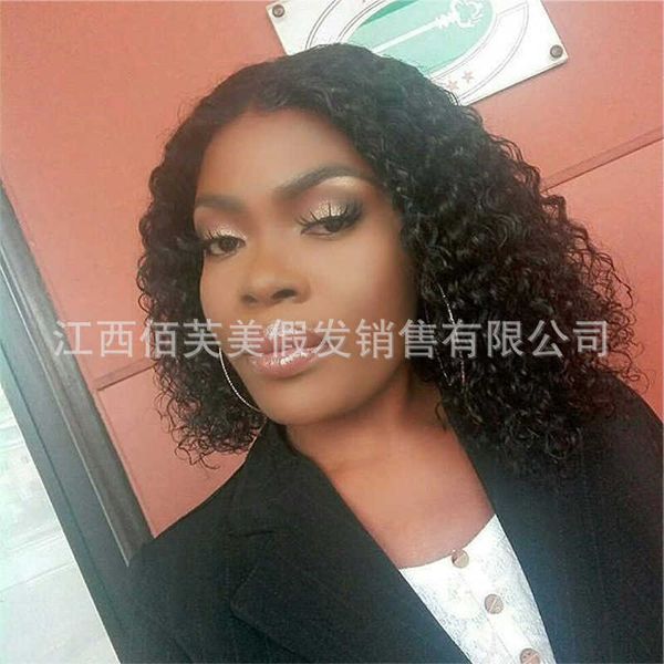 

hair lace wigs wig women's short hair black ffy explosive head chemical fiber headset small curl wigs