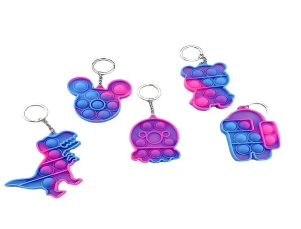 

pioneer fidget keyring toys key chain push popper bubble rainbow tie dye dinosaur bubble board game sensory decompression anxiety 8671272, Blue