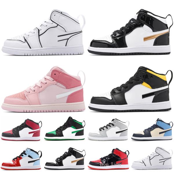 

anime mandarin shock absorbing kids shoes mid 1 children sneakers boys girls sneakers 20-35, Black