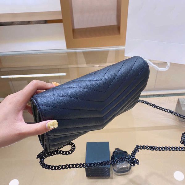 

leather genuine handbag woc chain wallet card bag women luxurys fashion designers bags female girl handbags one shoulder diagonal span with