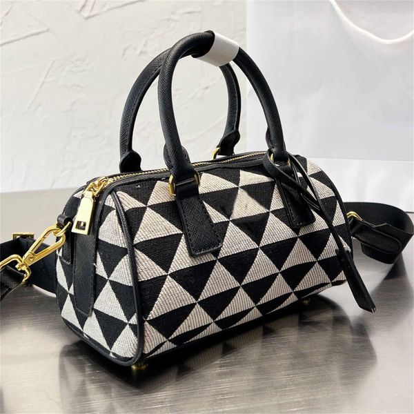 

shoulder bags symbole embroidered jacquard fabric handle bag women men saffiano handles handbag metal hardware zipper closure tote with