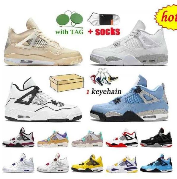 

2022 high 4s 4 basketball shoes university blue white oero shimmer black cat lightning union noir fire red bred pure money metallic purple