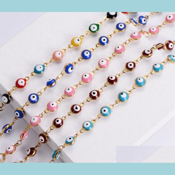 

charm bracelets evil eye charm chain bracelet for women classic stainless steel wrap bangle fashion jewelry gift drop delivery bracel dhpis, Golden;silver
