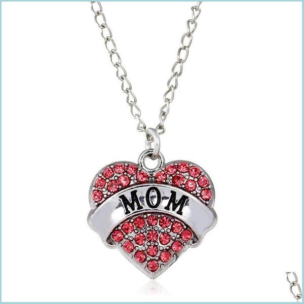 

pendant necklaces pretty necklaces pendant fashion crystal rhinestone heart mom mum daughter sister necklace family gifts drop deliv dhvcu, Silver