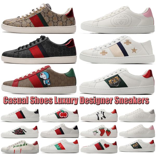 

2023 mens women casual shoes bee ace luxury gold white green red stripe tiger snake sneaker trainers walking sports sneakers with box
