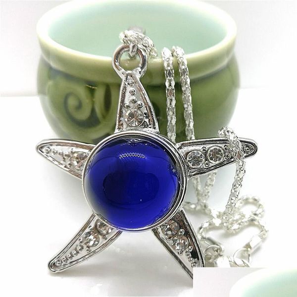 

pendant necklaces mood necklaces star pendant necklace temperature control color change stainless steel chain jewelry women drop del dhuey, Silver