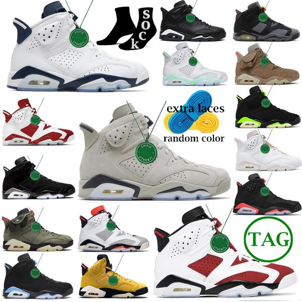 

2023 mens women air jumpman 6 retro casual shoes 6s georgetown midnight navy unc home sneakers white x red oreo metallic slive og designer s, Black