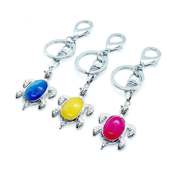 

wojiaer natural jade stone turtle pendant car key for ladies men bag decoration keyrings buckle holder christmas gift bw913, Slivery;golden