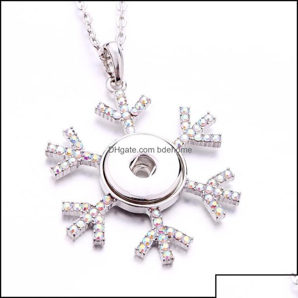 

pendant necklaces pendant necklaces pendants jewelry fashion snowflake crystal snap button necklace 18mm ginger snaps buttons charms otgje, Silver