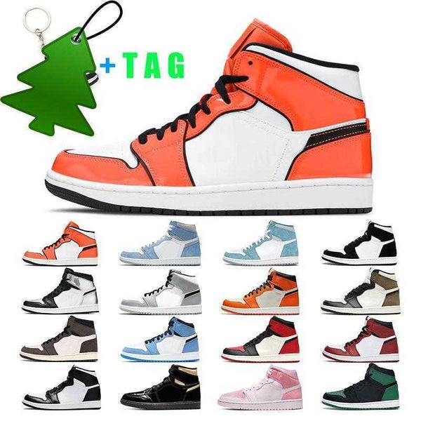 

mens basketball shoes jumpman 1 university blue hyper royal dark mocha turf orange women sport sneaker trainer fasion outdoor size 5 .5 -12, Black