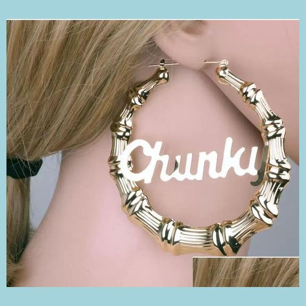 

hoop huggie queen babygirl word name joint bamboo hoop earrings gold ear rings hoops hie mti styles drop delivery jewelry dh0xa, Golden;silver