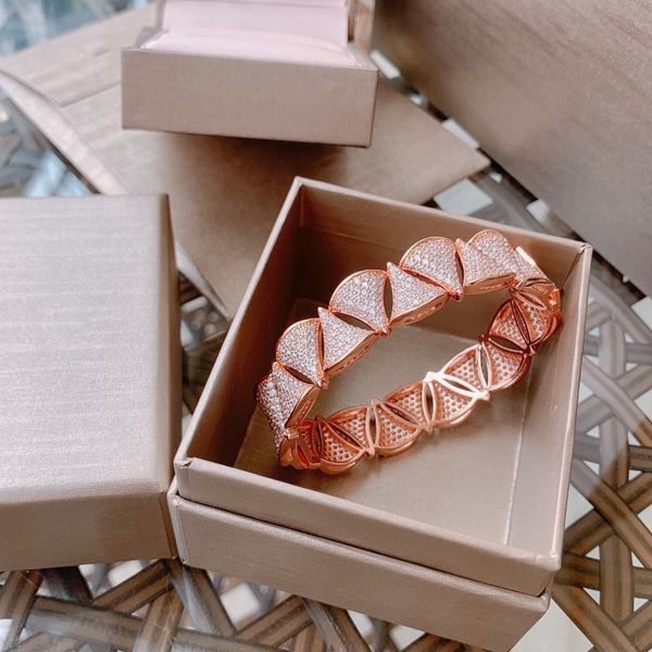 

bangle bracelets copper 18k gold plated diva full crystal fan wide cuff bangle for women wedding bridas engagement with box designer jewelry, Black