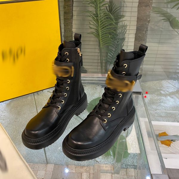 

2023 designer women shiny leather nylon hailf boots fashion thick heels martin ankle booties genuine leather combat boot ladies winter platf, Black