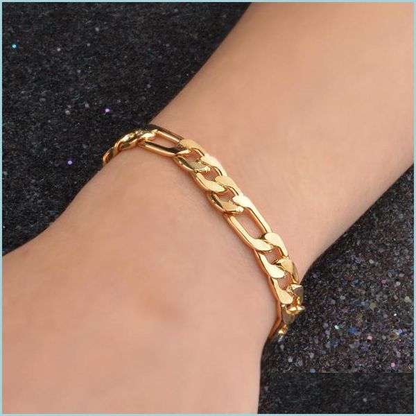 

chains gold bracelet men 31nk chic explosion models 18k plating copper jewelry electroplating figaro 8mm mens bracelets drop deliver dhqnf, Silver