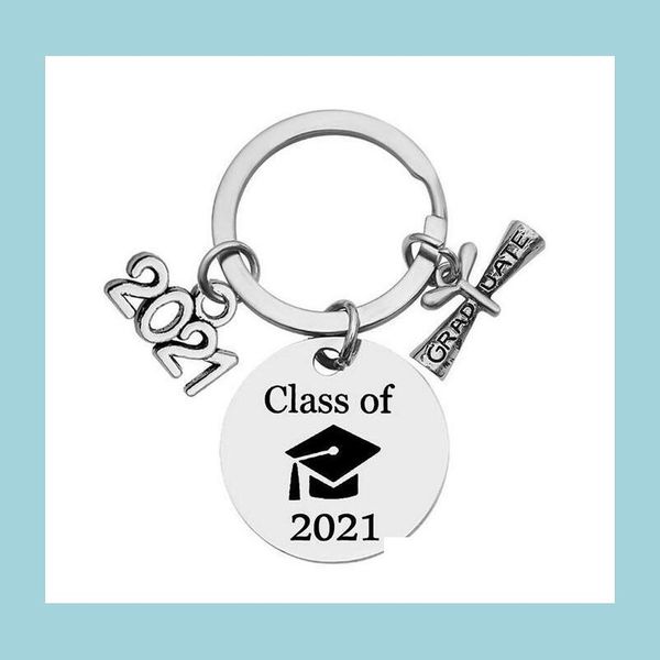 

keychains lanyards 2021 stainless steel keychain pendant class of graduation season buckle plus scroll opening ceremony gift key r dhgi6, Silver