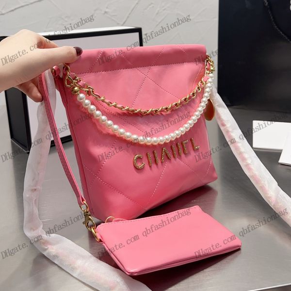 

womens classic 22 quilted totes bags calfskin large capacity handbags with pearl chain gold hardware shoulder outdoor trend lady luxuries sh