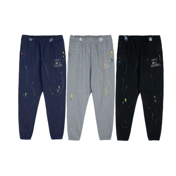

brand designer trendy pants glleryes dept splash ink graffiti color printed youth street fashion guarda3lu, Black