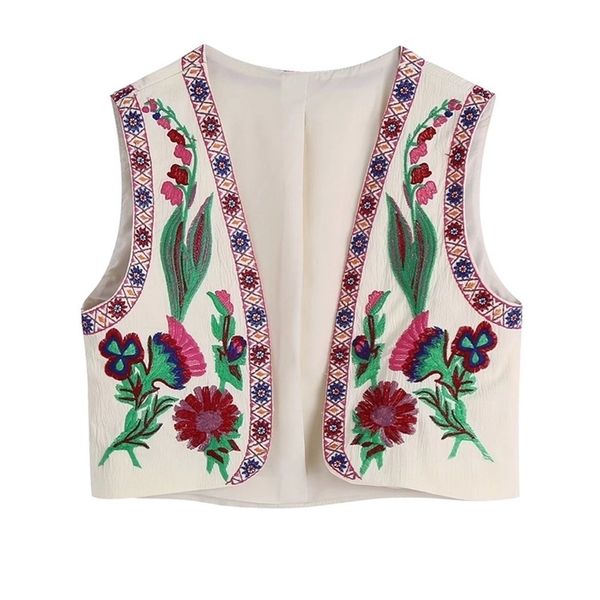 

women's jackets zevity women vintage position floral embroidery short vest jacket ladies national style patchwork casual waistcoat ct1, Black;brown