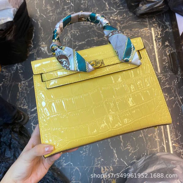 

handbags brand fashion h ermese leather bags crocodile pattern high gloss patent kaili female cowhide factory pin single shoulder messenger