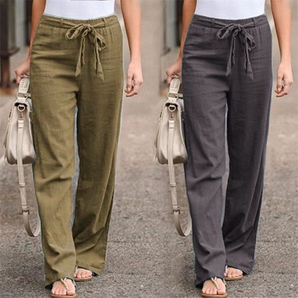 

women's pants capris s-5xl 6colors elastic high waist ankle-length loose straight solid regular women daily school shopping travel wear, Black;white
