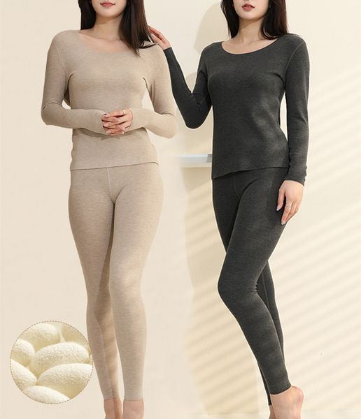 

autumn and winter new thickened thermal underwear women's cashmere silk suit autumn clothes pants, Black;pink