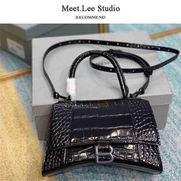 

home handbags bags designer balnecigass bag hourglass leather crocodile mini high version b-word magnetic buckle single shoulder tote