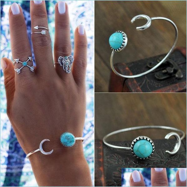 

charm bracelets charm bracelets brand turquoise bangles sier bangle wholesale moon cuff drop delivery jewelry dhq8g, Golden;silver