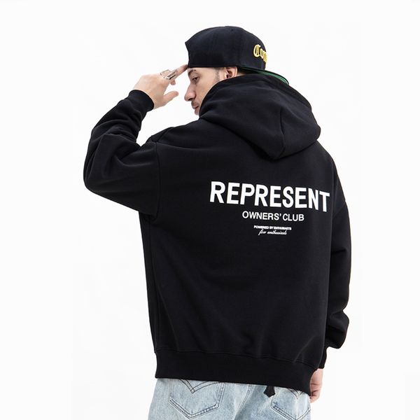 

fashion letter print hoodies for men winter teenager high street loose hooded sweatshirts pullover wiht pockets e444, Black