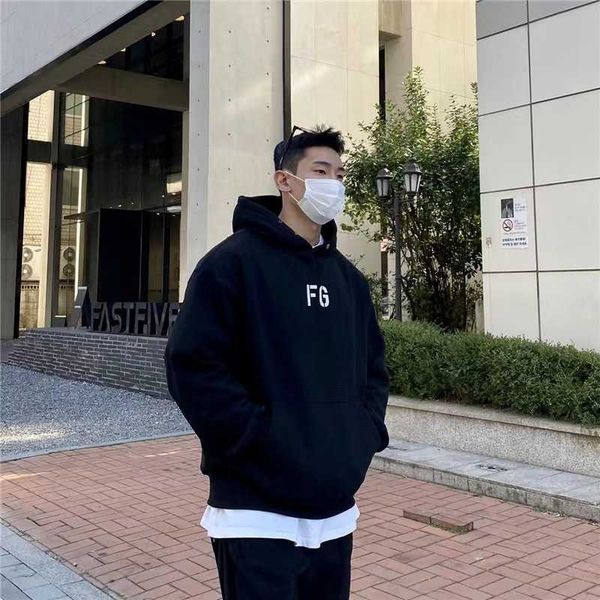 

men's hoody fashion fog designer esenti season 7 hooded sweater fg printed brushed loose street brand men and women sweatshirt oversize, Black