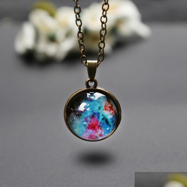 

pendant necklaces prettyuniverse necklaces for women vintage solar system galaxy planet double sided glass necklace ball pendant dro dhrr8, Silver