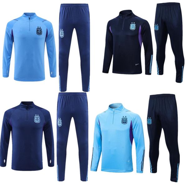 

2022 2023 argentina tracksuit jerseys soccer half pull dybala lo celso maradona de paul di maria track suits jacket men kids chandal trainin, Black