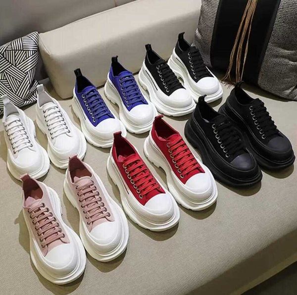 

designer shoes tread slick canvas sneaker arrivals platform high triple black white royal pale pink red women casual chaussures 35-45