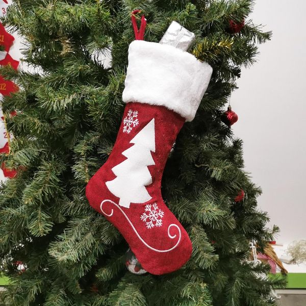 

christmas socks decoration gift bag red christmas stocking xmas tree ornament kids candy bags new year home party decorative prop