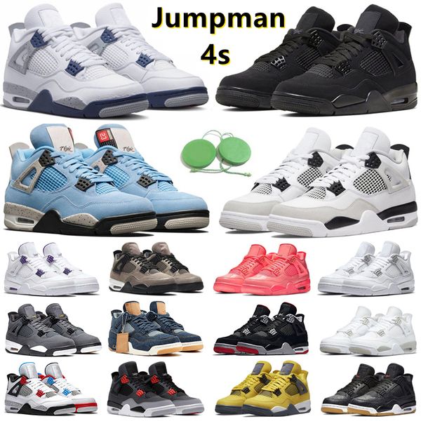 

jumpman 4 4s men women basketball shoes military black cat red thunder white oreo unc blue sail metallic bred grey midnight navy mens traine