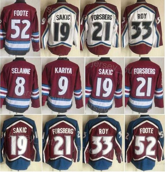 

custom 2022 men ccm hockey retro adam foote jersey vintage classic peter forsberg joe sakic patrick roy teemu selanne paul kariya all stitch, Black;red