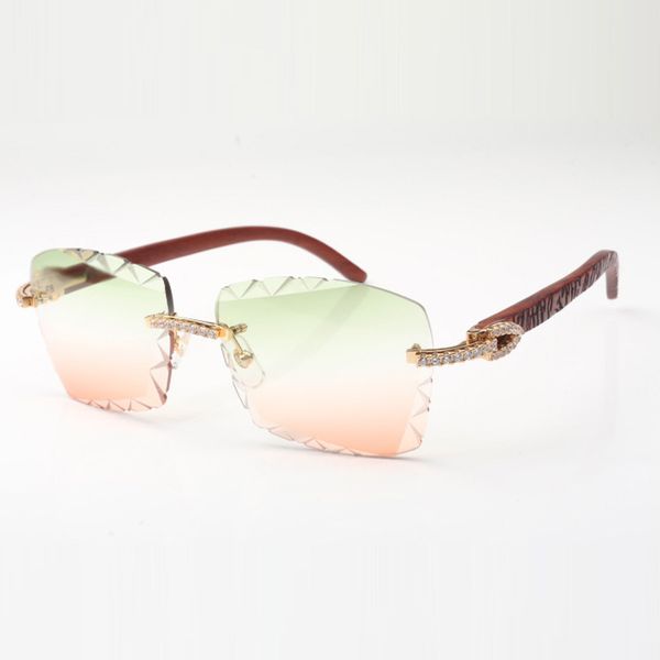 

medium diamond cool sunglasses 3524029 with natural tiger wooden legs and 58 mm cut lens, White;black