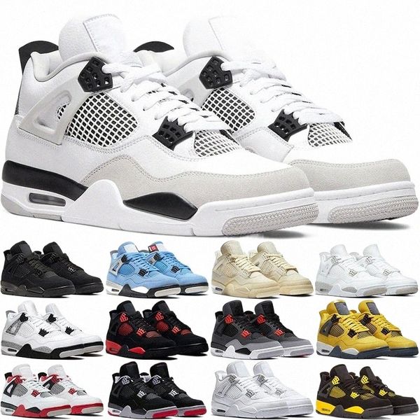 

4 4s retro basketball shoes military black cat university blue sail white oreo red thunder bred cement men women sports trainer sneakers i2i