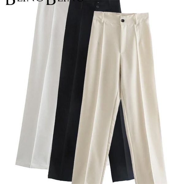 

women's pants capris sheblingbling women pant traf casual high waist chic office ladies female elegant black straight suit trousers 221, Black;white