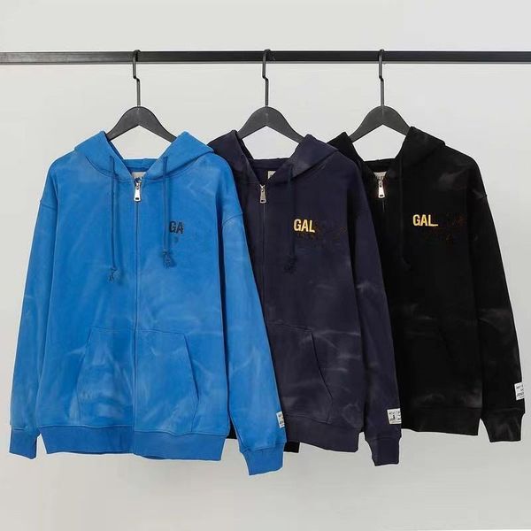 

men's hoodies sweatshirts high version american fashion galleryes depts letter printed washing water used men's and women's z, Black