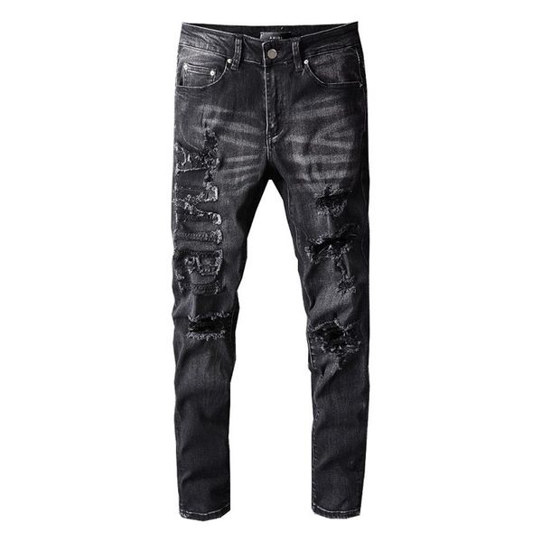 

20ss mens designer jeans distressed ripped biker slim fit motorcycle denim for men s fashion jean mans pants pour homm229u, Blue